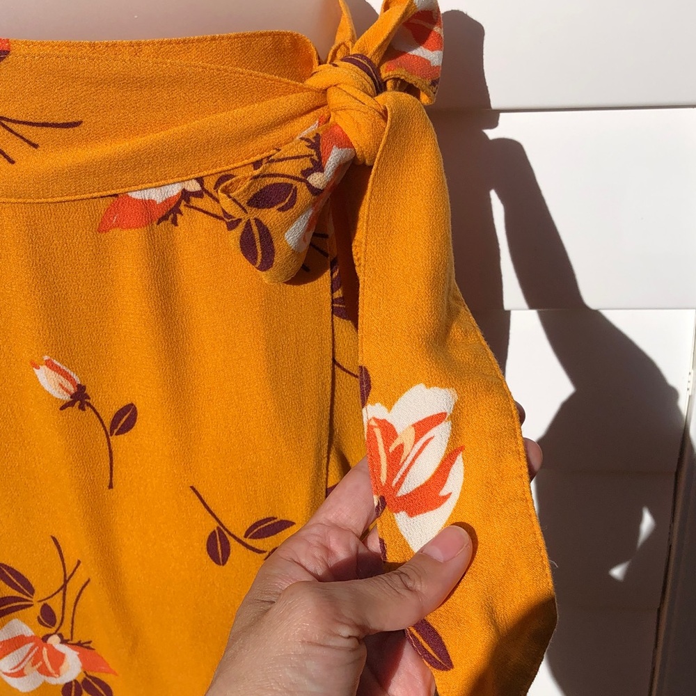 Free People Vibrant Orange Floral Print Wrap Skirt - Picture 6 of 11